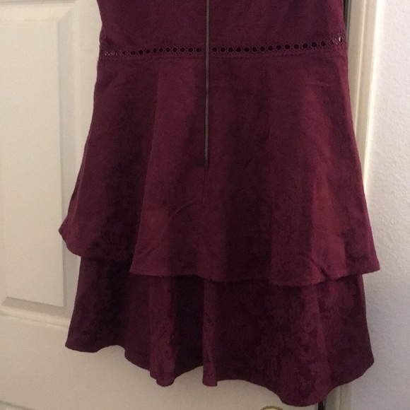 Maroon Damask Brocade Tiered Dress - Picture 7 of 7